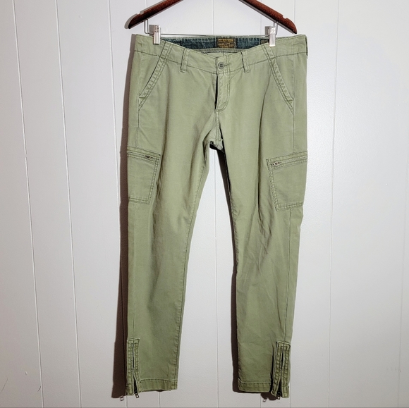 Lucky Brand Pants - Lucky Brand Vintage Y2K Low Rise Utility Ankle Zip Chino Pants Light Olive Sz 12